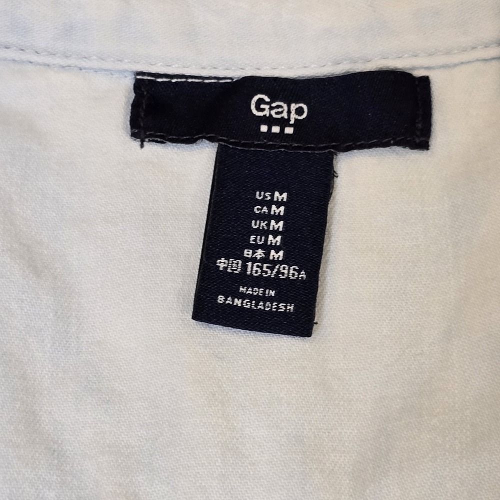GAP Denim Shirtdress M Bleached Chambray Summer Beach Preppy Button Down Casual - Picture 5 of 10